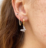 Mariposa Butterfly Huggy Hoops, Rhodium