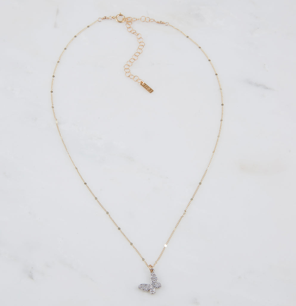 Mariposa, Rhodium Necklace