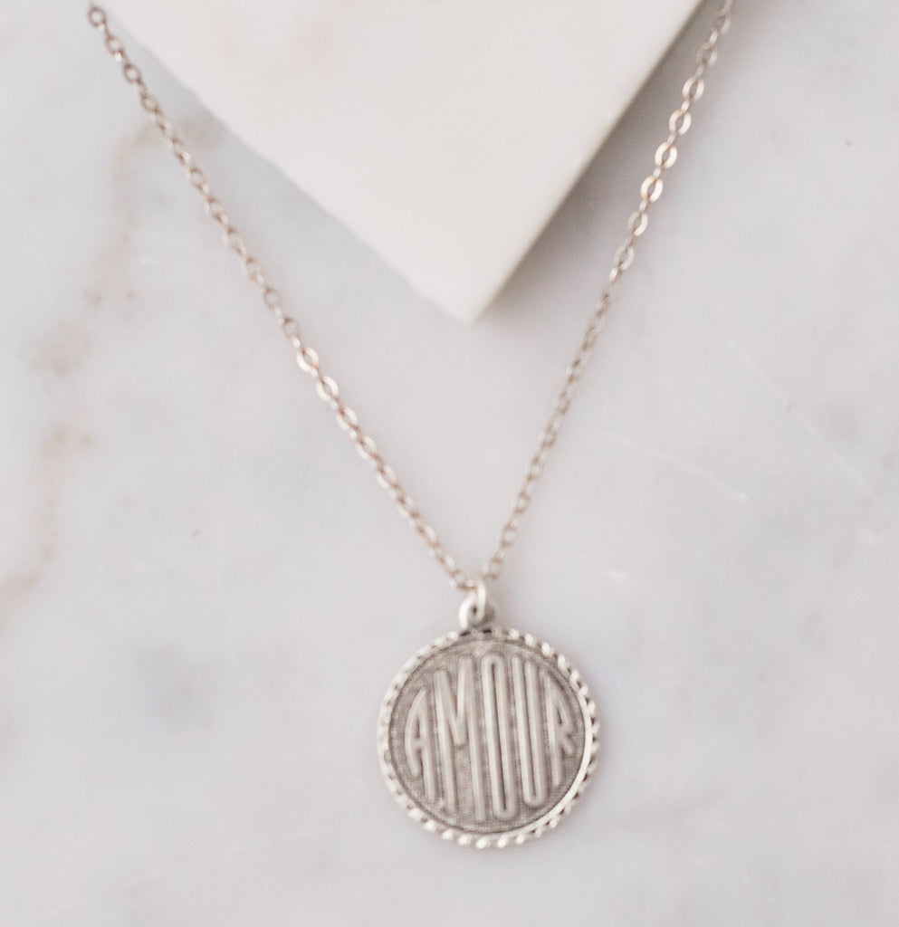 Amour Charm Necklace, Silver