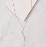 Pave Moon & Hanging Star Necklace, Small Rose Gold