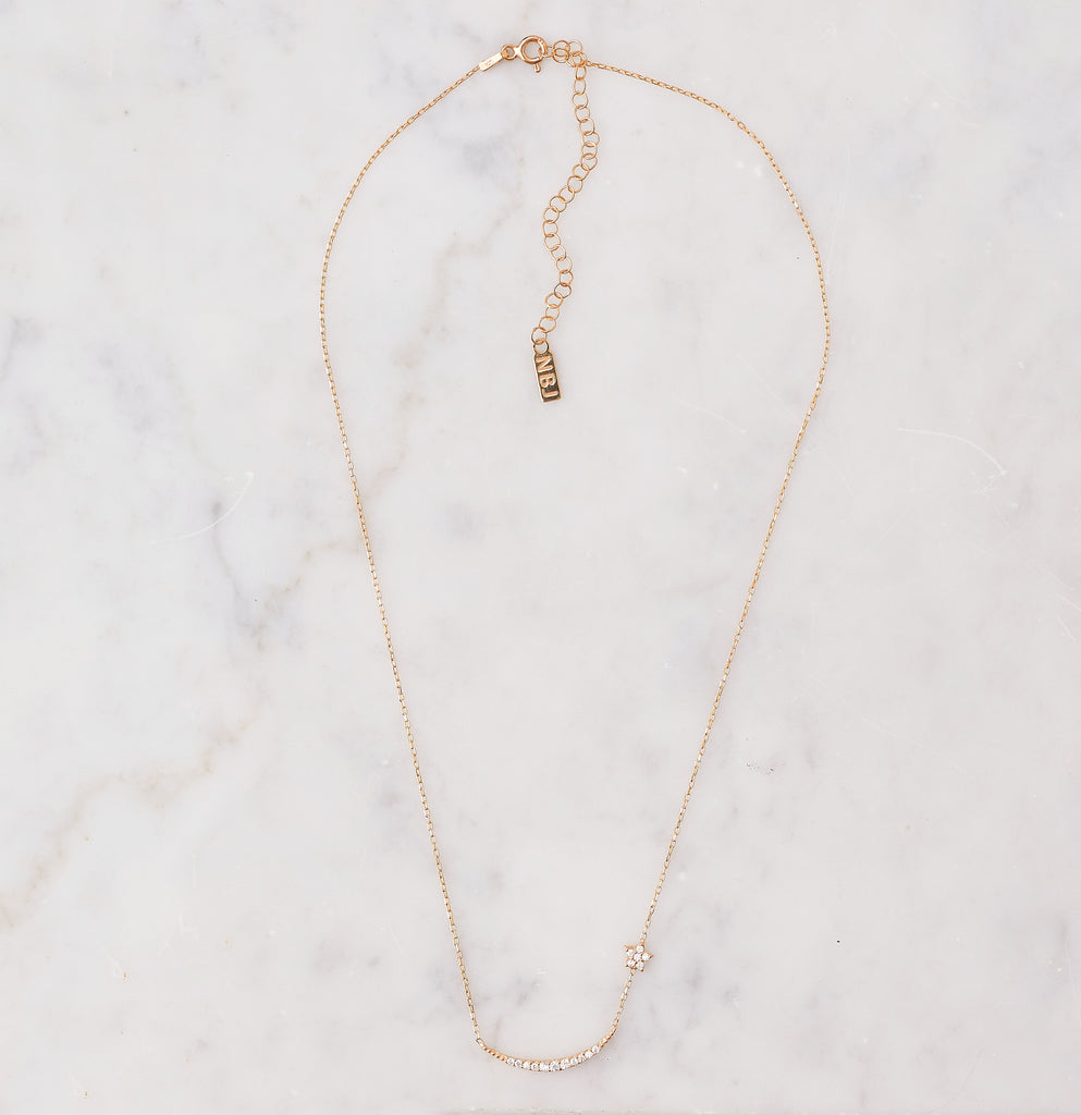 Pave Moon & Attached Star Necklace, Gold