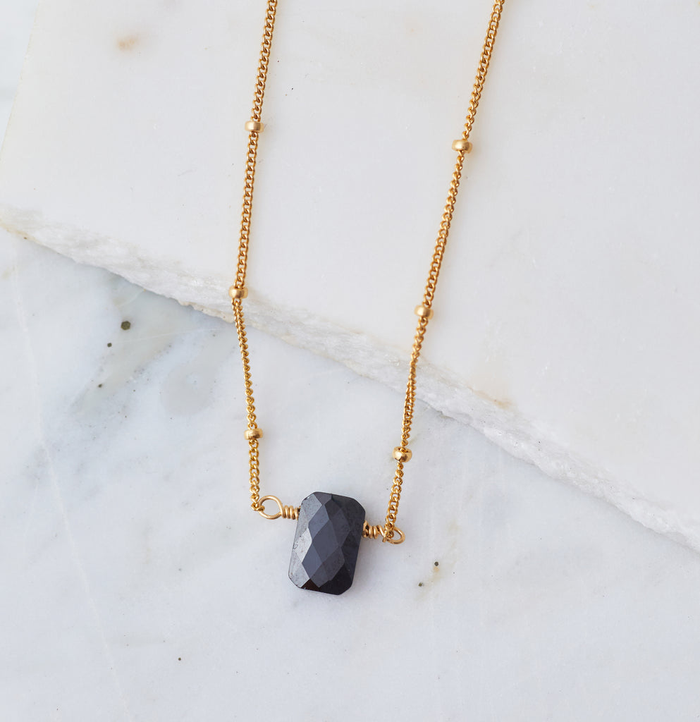 Stone Drop Choker, Black Cz