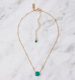 Stone Drop Choker, Emerald Chalcedony