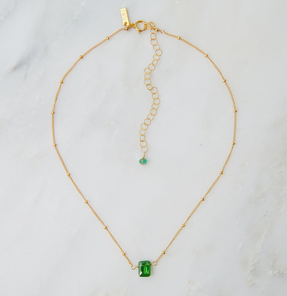 Stone Drop Choker, Emerald Cz