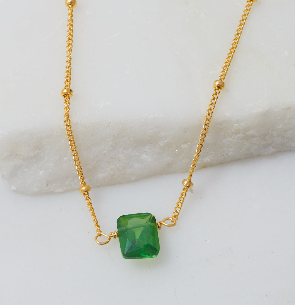 Stone Drop Choker, Emerald Cz