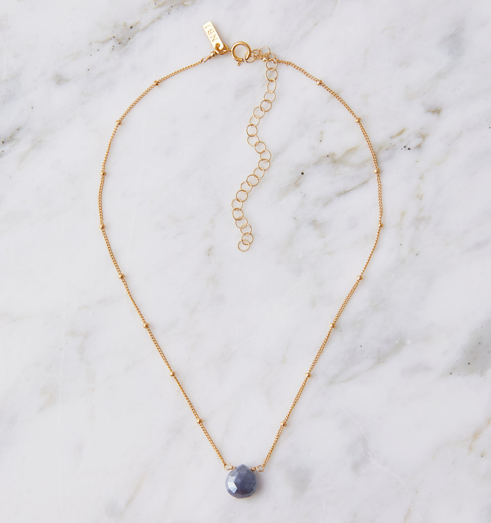 Stone Drop Choker, Mystic Denim Moonstone