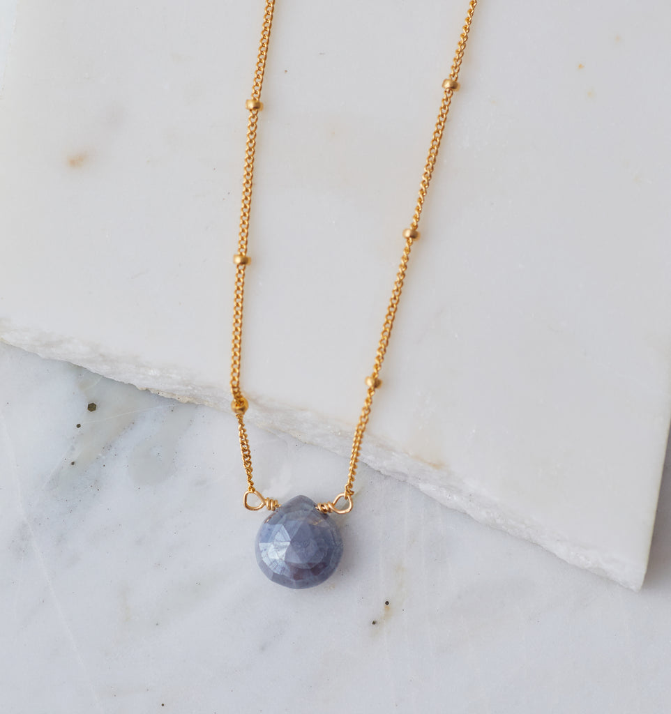 Stone Drop Choker, Mystic Denim Moonstone