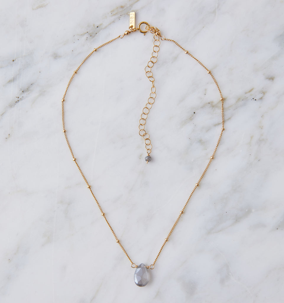 Stone Drop Choker, Mystic Grey Moonstone