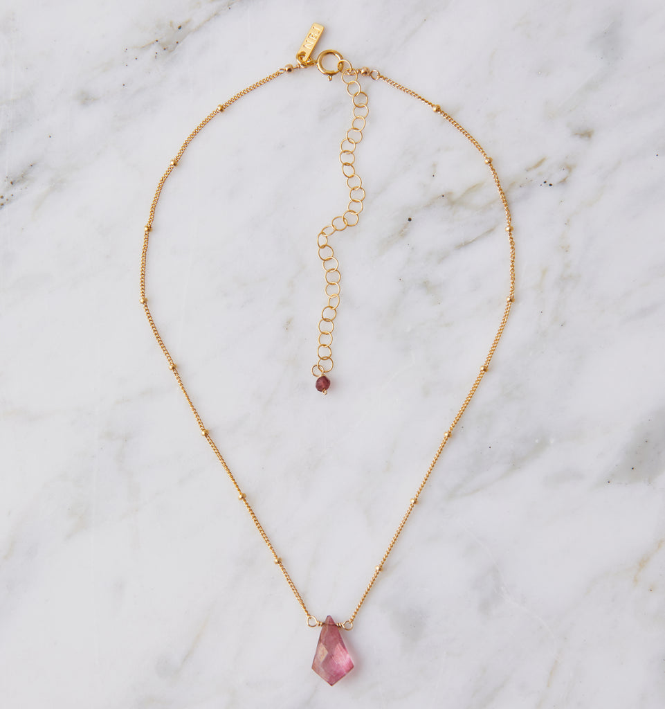 Stone Drop Choker, Pink Mystic Quartz