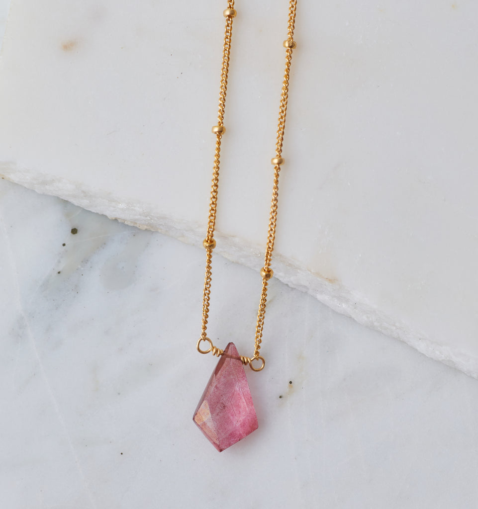 Stone Drop Choker, Pink Mystic Quartz