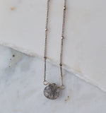 Silver Stone Drop Choker, Tourmalinated Quartz