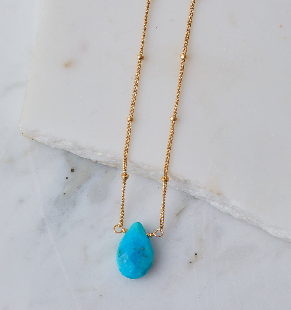 Stone Drop Choker, Turquoise