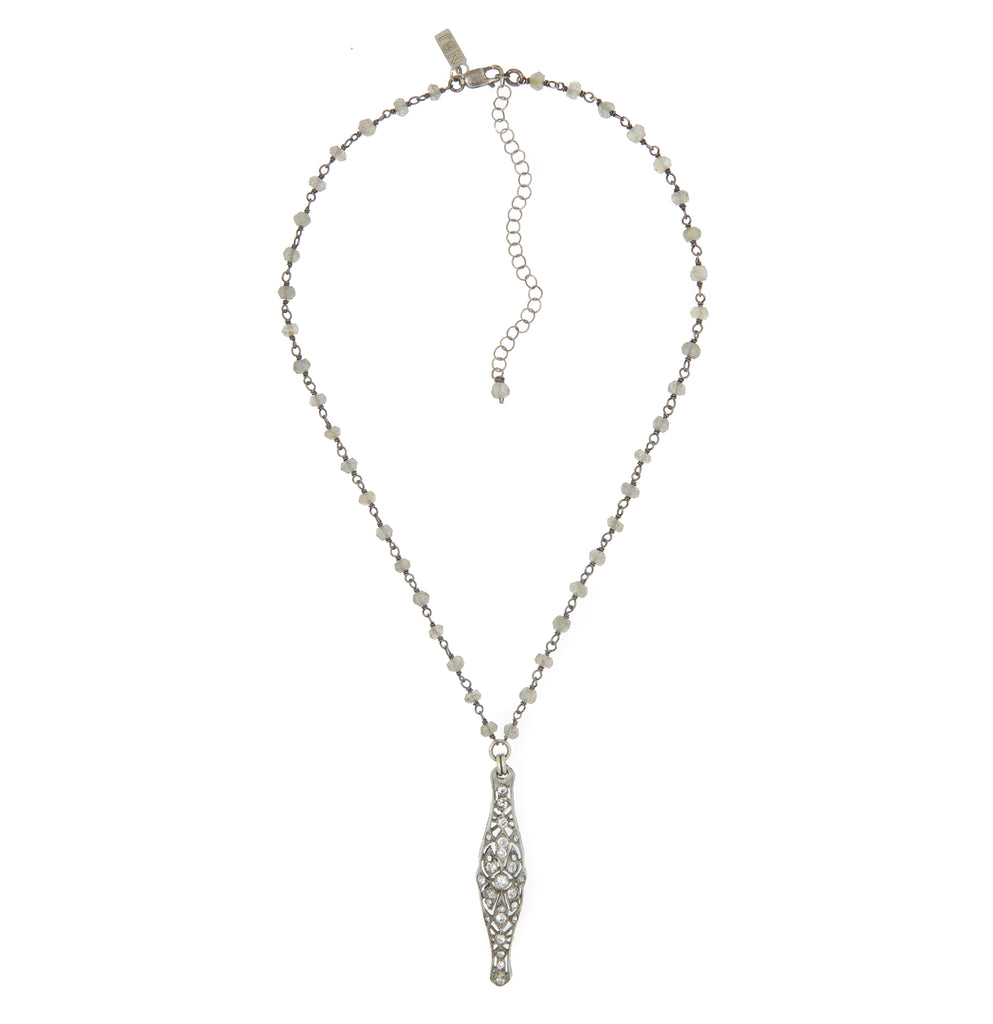 Annalise Vintage Pave Bar Necklace