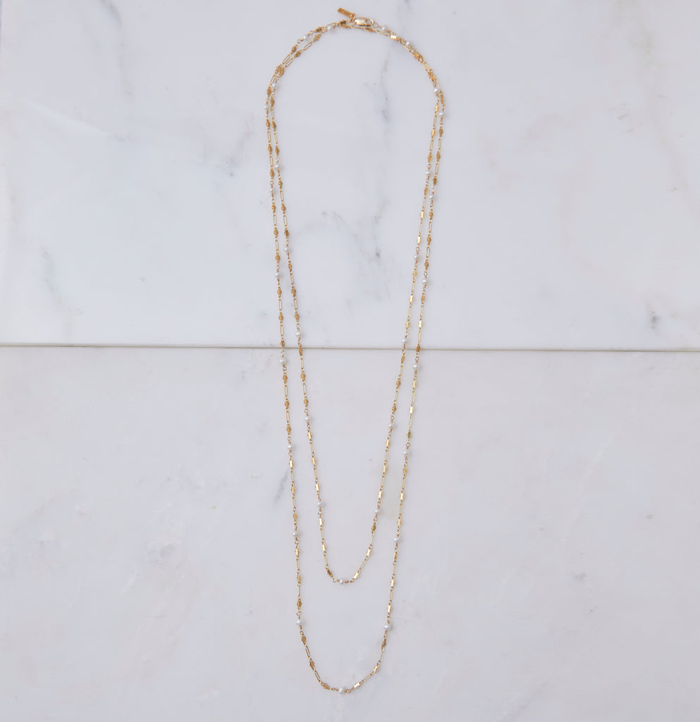 Baby Boho Freshwater Pearl Layering Necklace, Gold