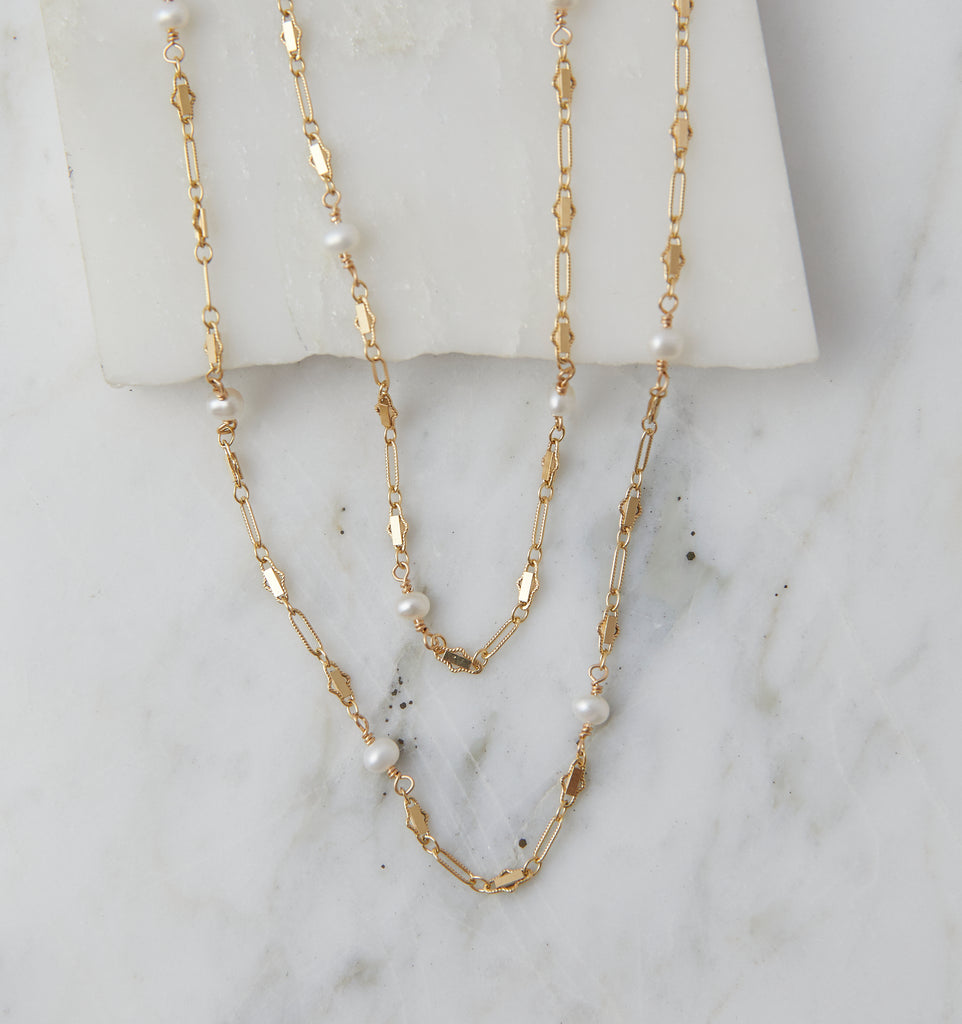 Baby Boho Freshwater Pearl Layering Necklace, Gold