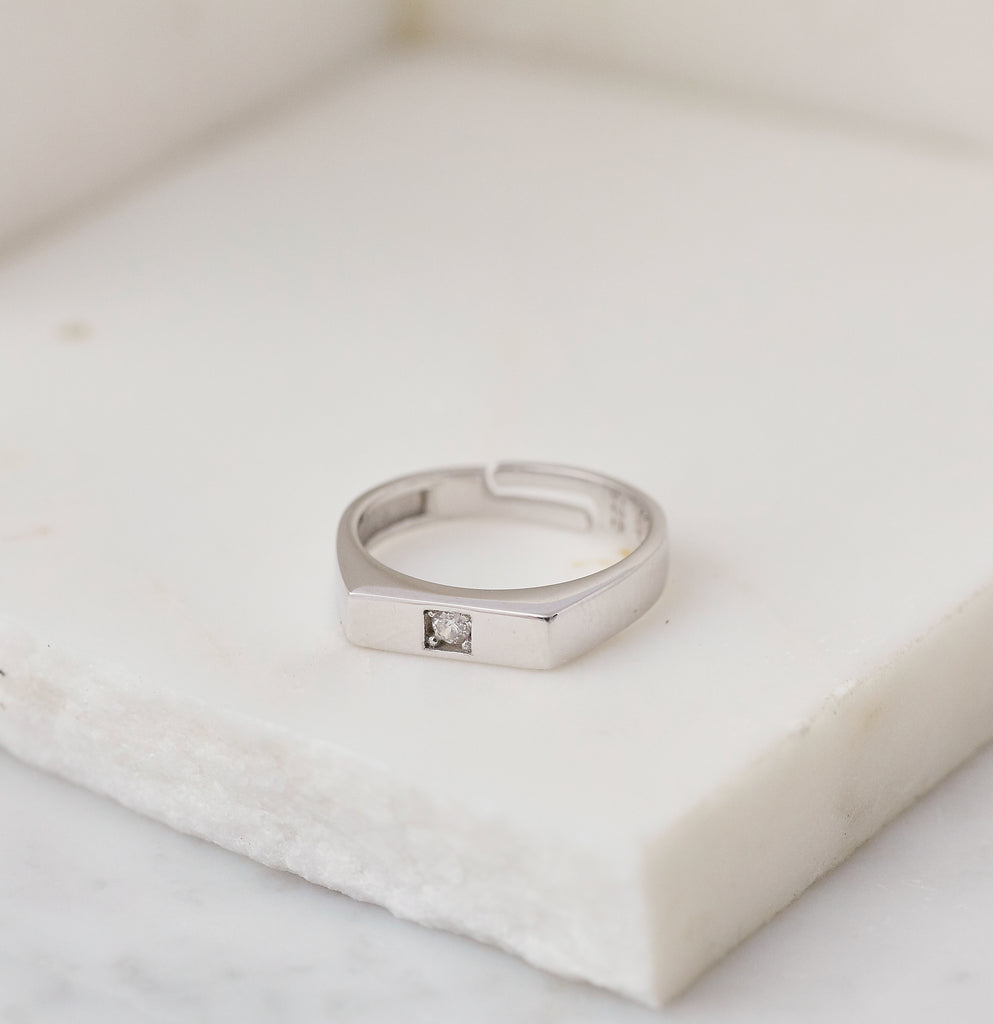 Moonlight Signet Ring, Silver