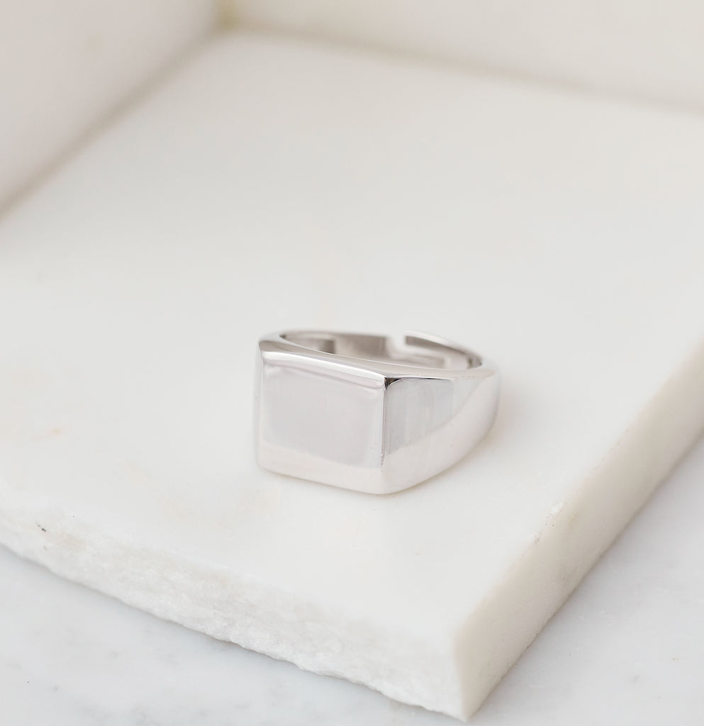 Midnight Signet Ring, Silver