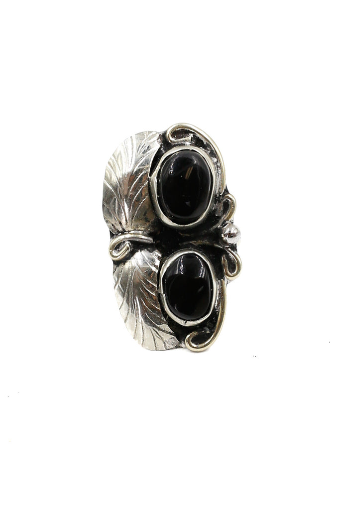 Two Raven Two Stone Ring, Onyx