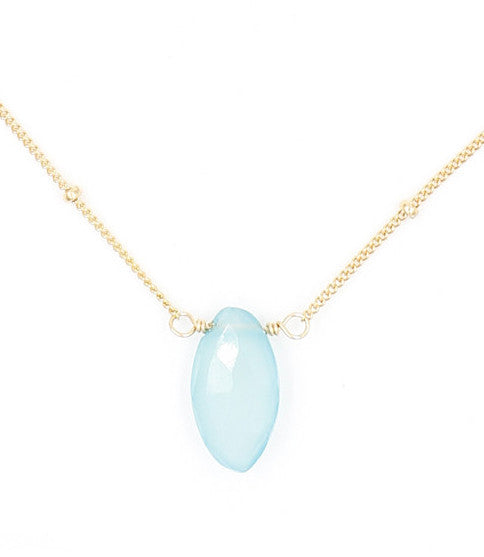 Stone Drop Choker, Aqua Chalcedony