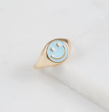 All Smiles Happy Face Ring, Blue