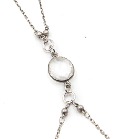 Silver Hot Bod Body Chain, Clear Quartz