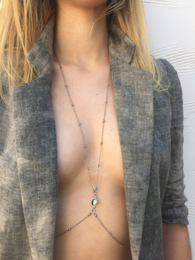 Silver Hot Bod Body Chain, Pyrite
