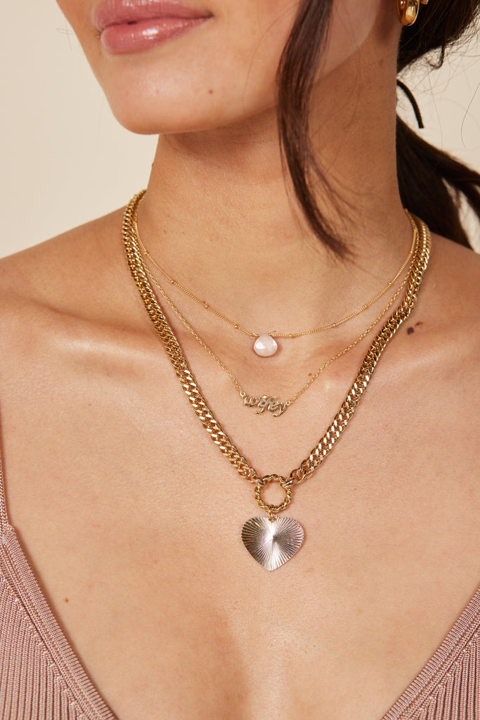 Stone Drop Choker, Peach Mystic Moonstone