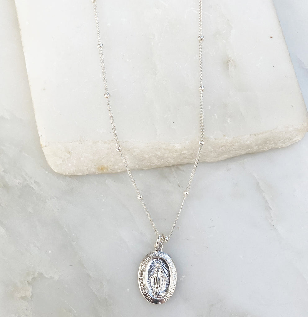 Mother Mary necklace, Silver