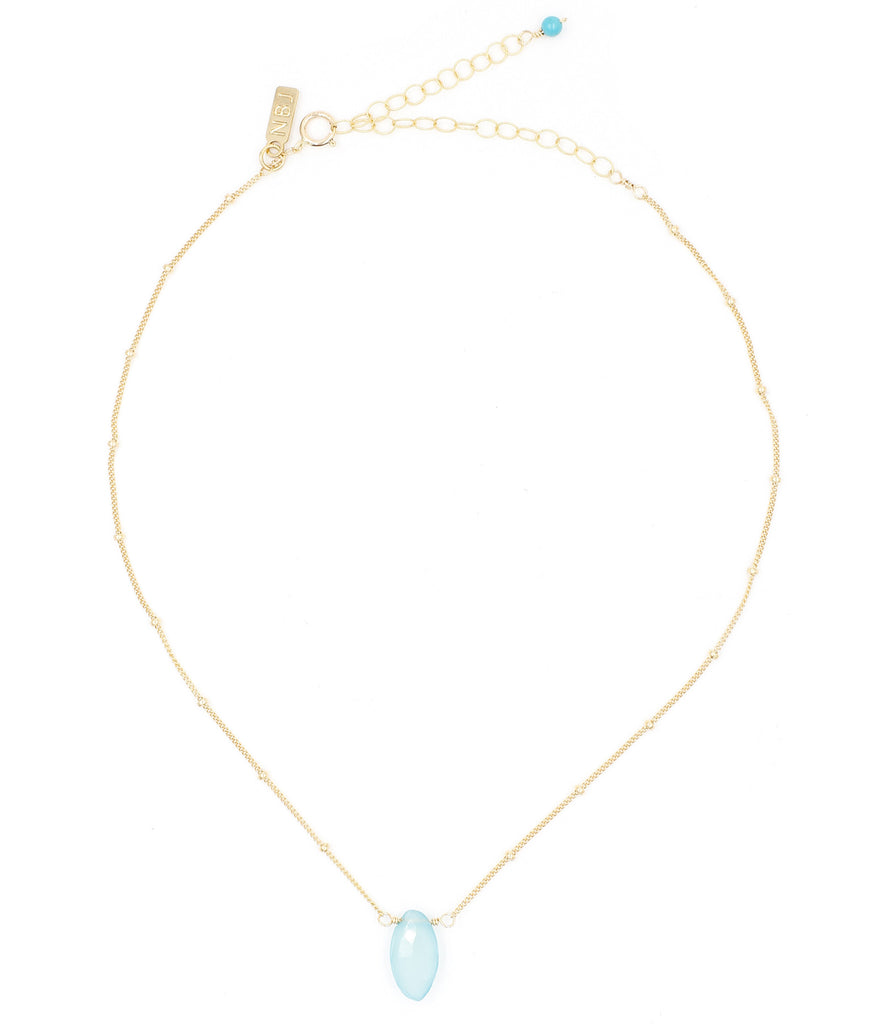 Stone Drop Choker, Aqua Chalcedony