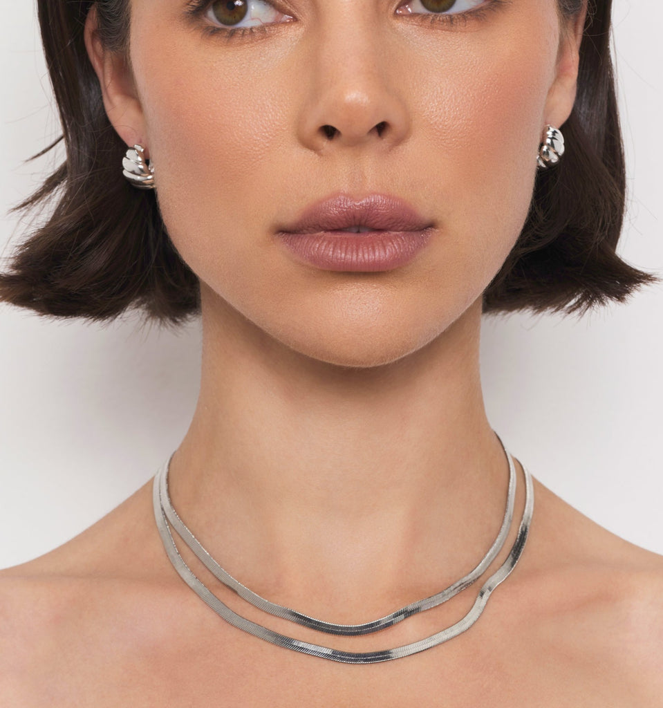 Shaye Herringbone Necklace, Rhodium Natalie B. Jewelry