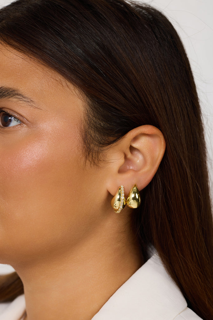 Gianna Cz Teardrop Earring, Gold