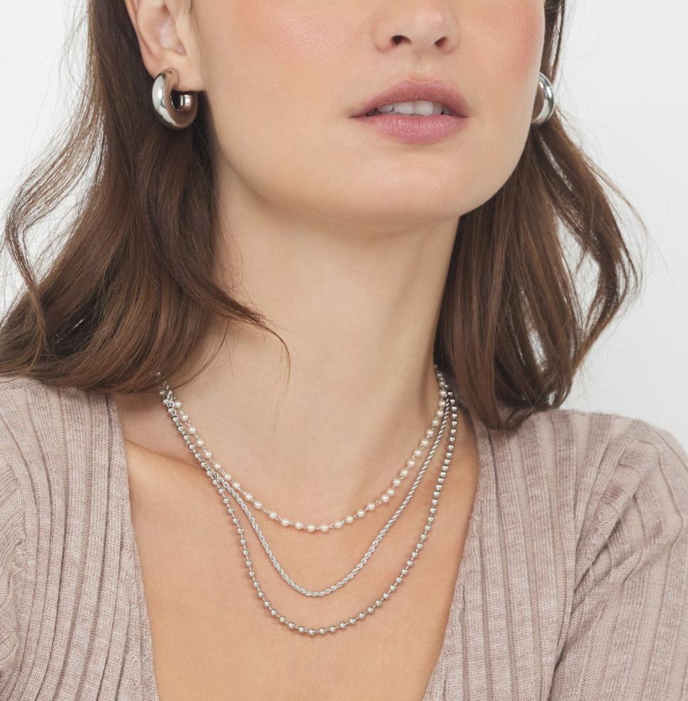 Antonia Triple Strand Necklace, Silver