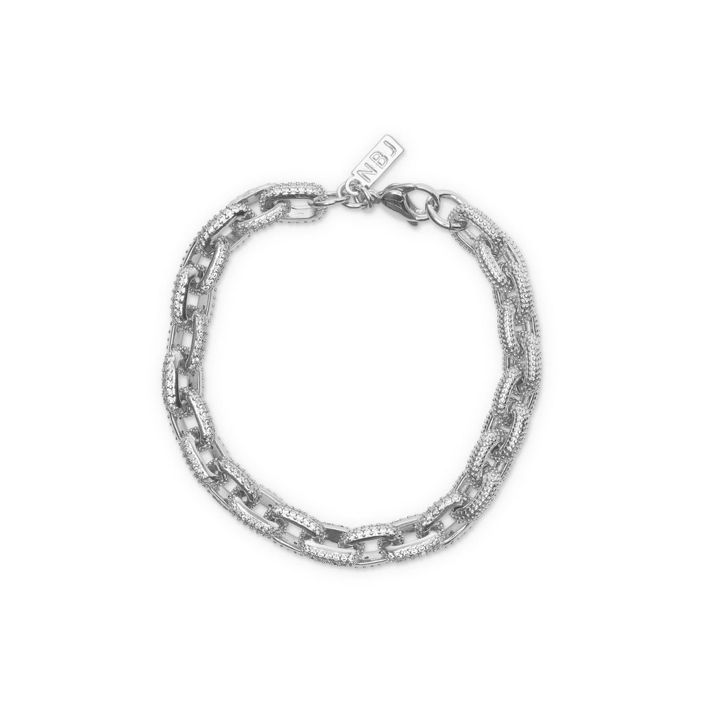 Iced Out Chain Bracelet, Silver