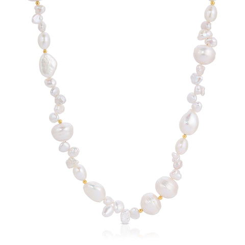 Baby Boho Freshwater Pearl Layering Necklace, Silver