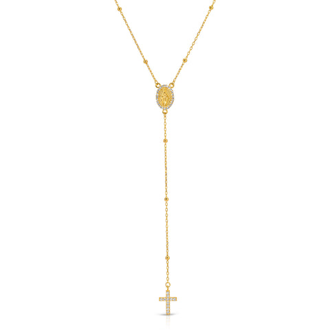 Lucia Rosary Lariat Necklace, White