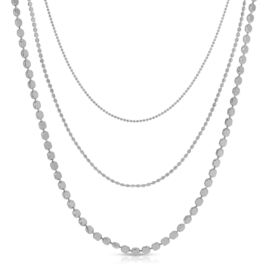 Anya Triple Strand Necklace, Silver