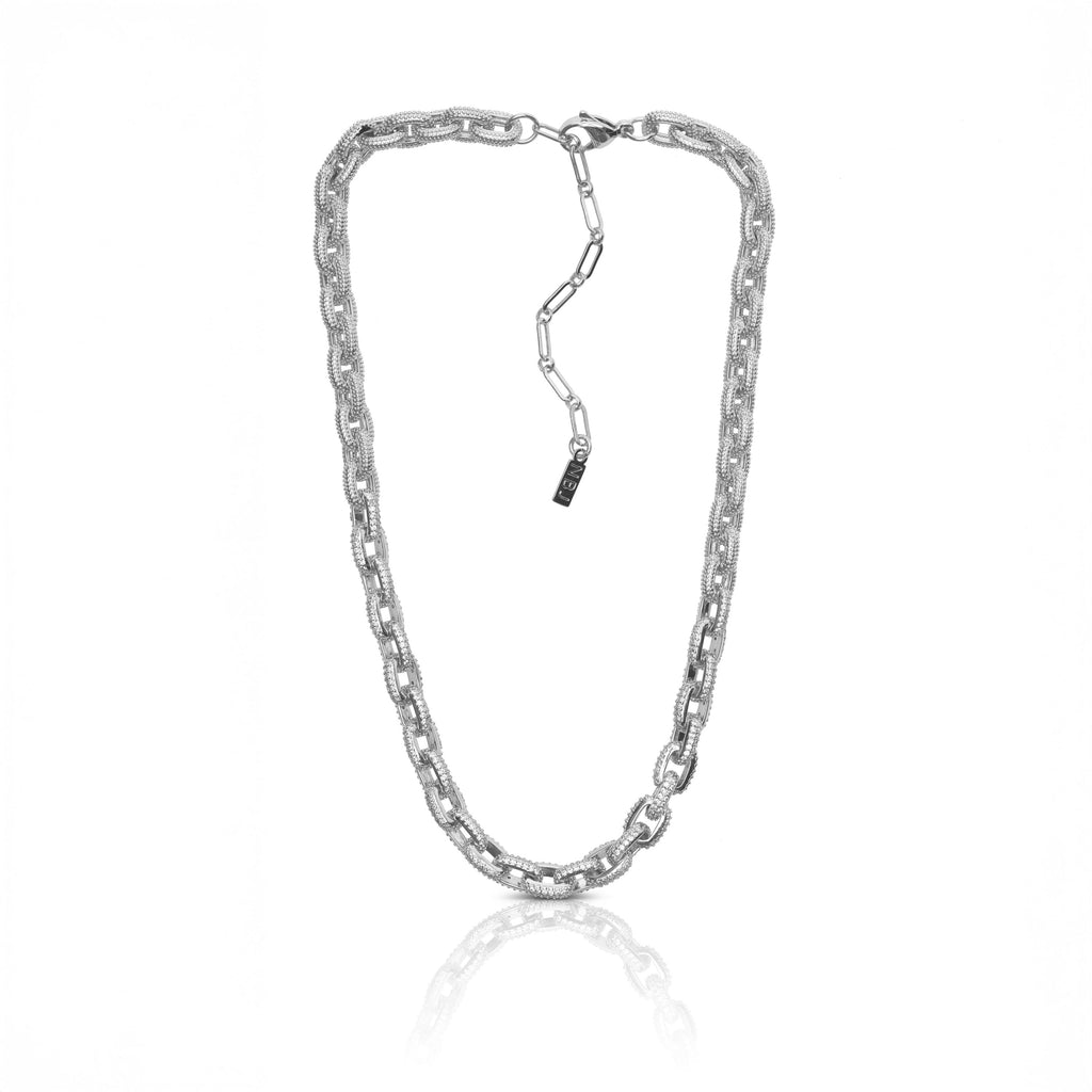 Iced Out Chain Necklace, Silver