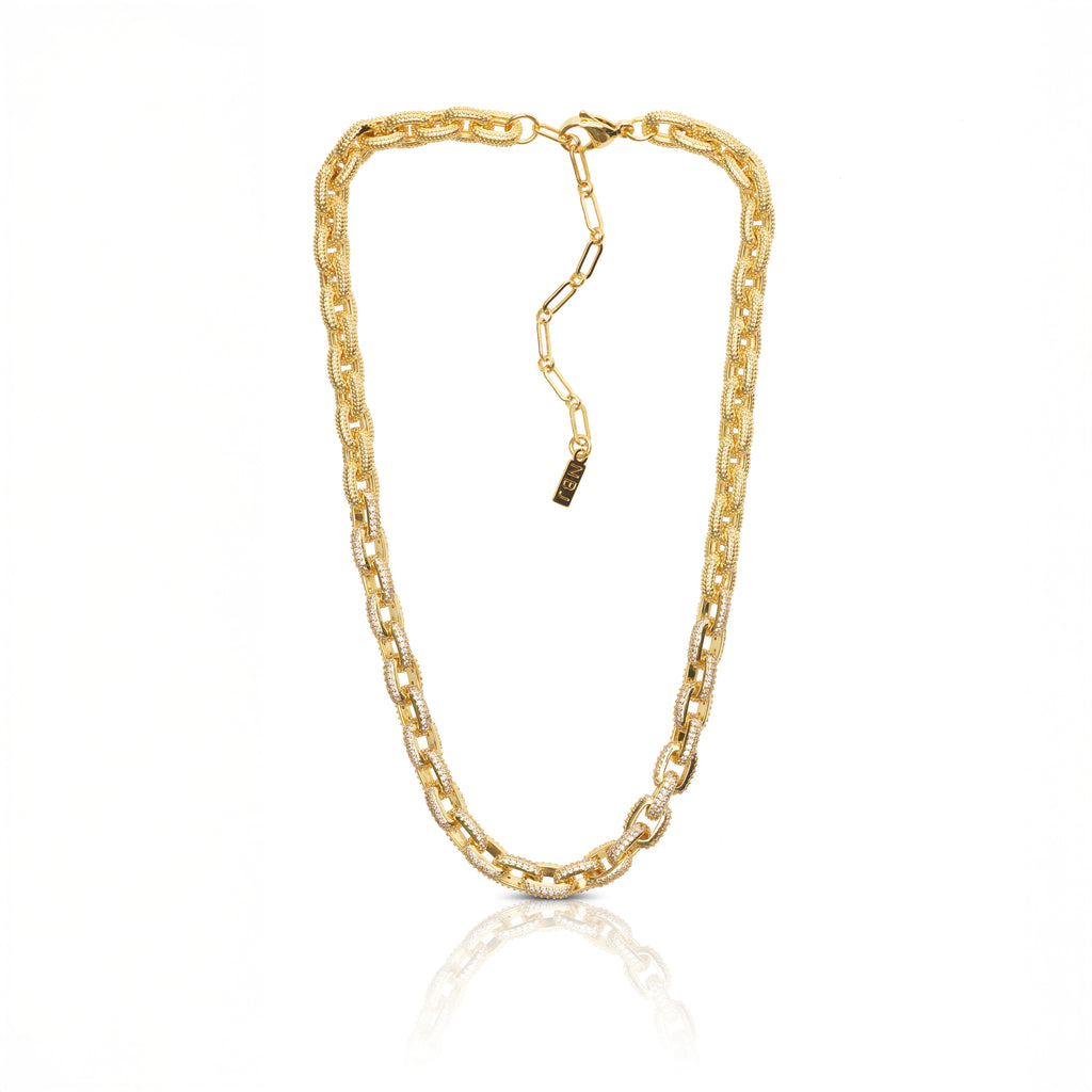 Iced Out Chain Necklace, Gold