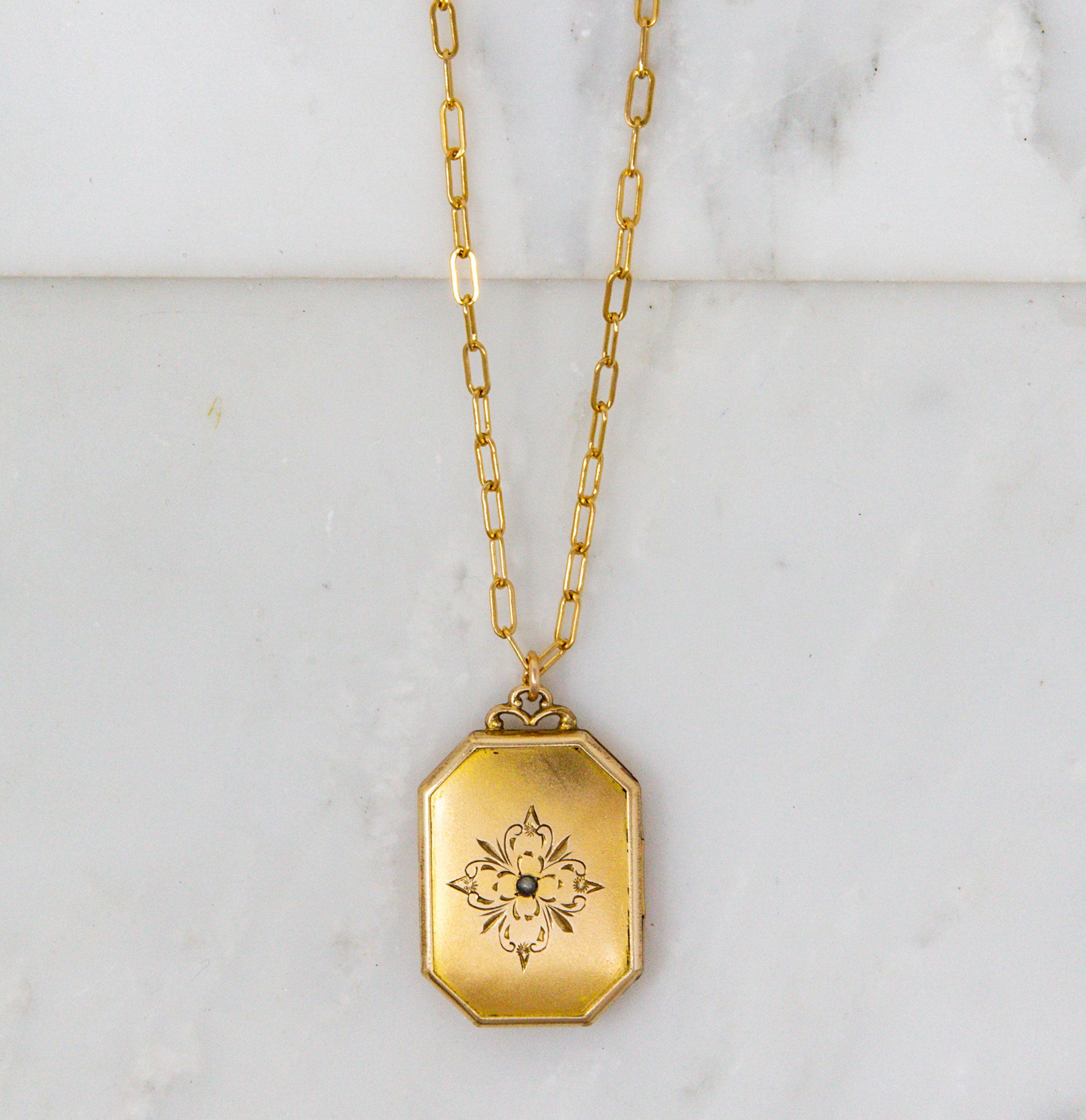 Victorian Gold Rectangle Pearl Locket – Natalie B. Jewelry
