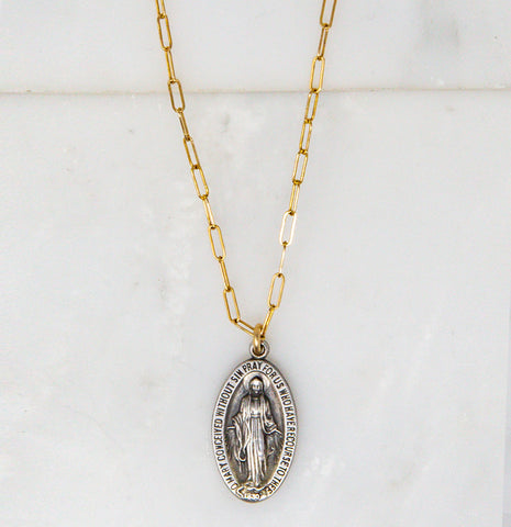 Vintage Our Lady of Lourdes - Virgin Mary Necklace