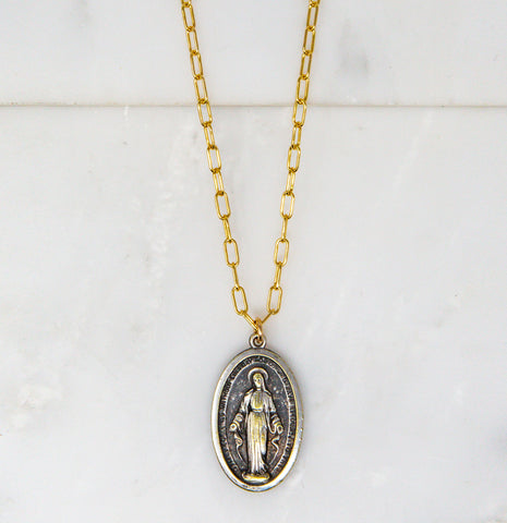 Vintage Our Lady of Lourdes - Virgin Mary Necklace