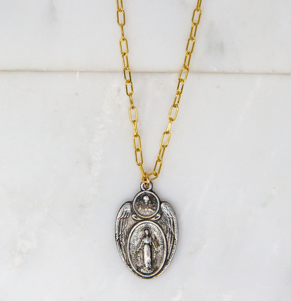 ChicSilver Virgin Mary Necklace 925 Sterling Silver Miraculous Medal Oval  Pendant Catholic Religious Christian Jewelry - Walmart.com