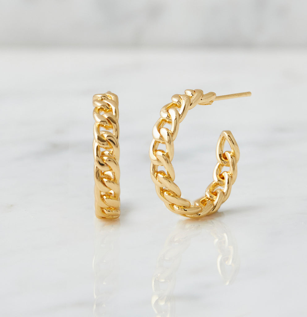 Parker Chain Link Hoops, Gold
