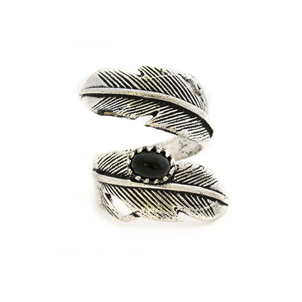 Light as a Feather Silver Ring, Onyx