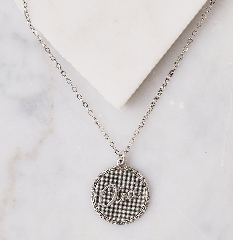 Oui Charm Necklace, Silver