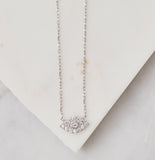 Pave Evil Eye Necklace, Silver