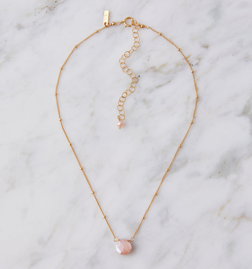 Stone Drop Choker, Peach Mystic Moonstone – Natalie B. Jewelry