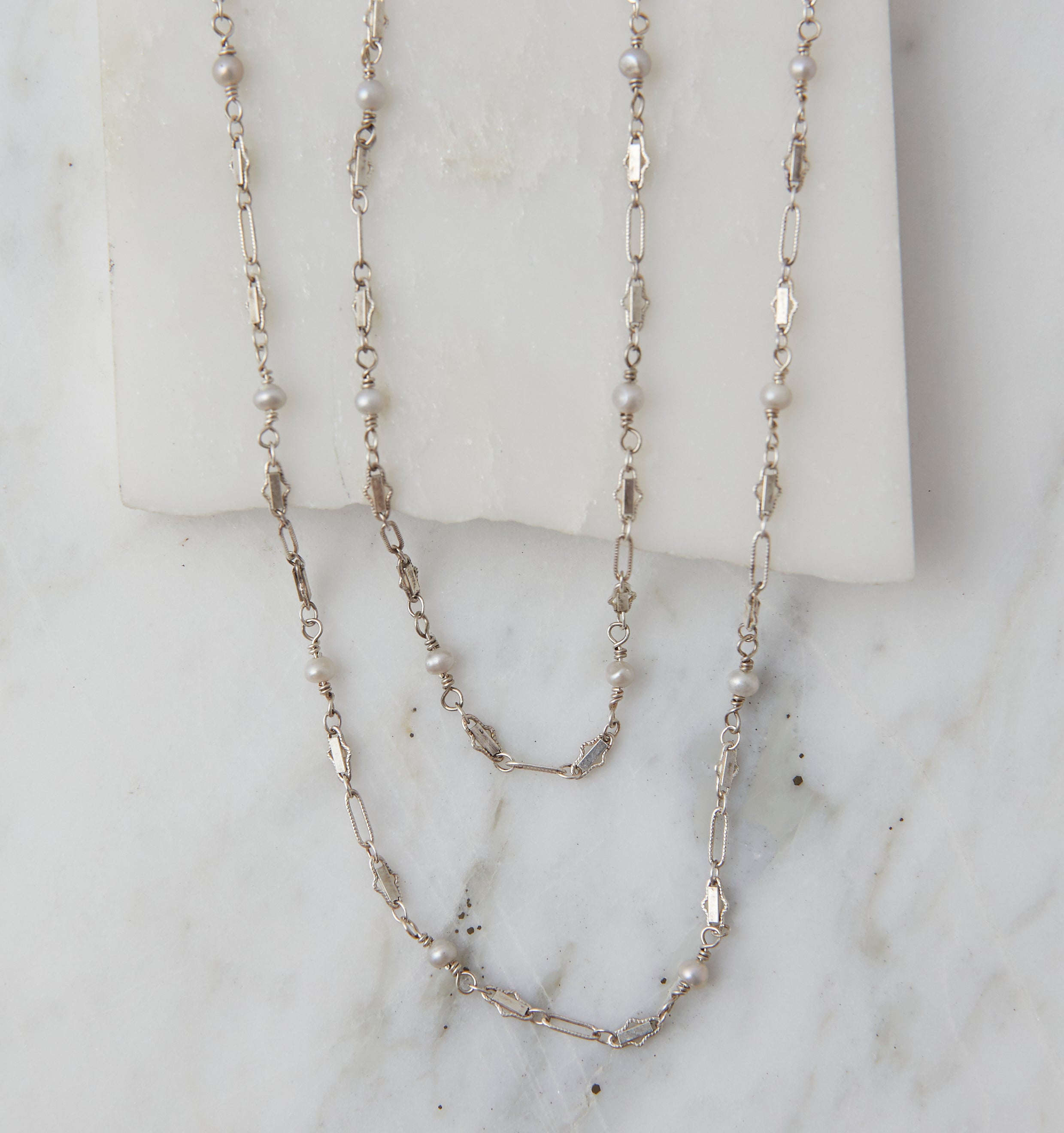Baby Boho Freshwater Pearl Layering Necklace, Silver