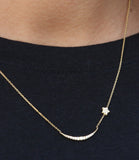 Pave Moon & Attached Star Necklace, Gold