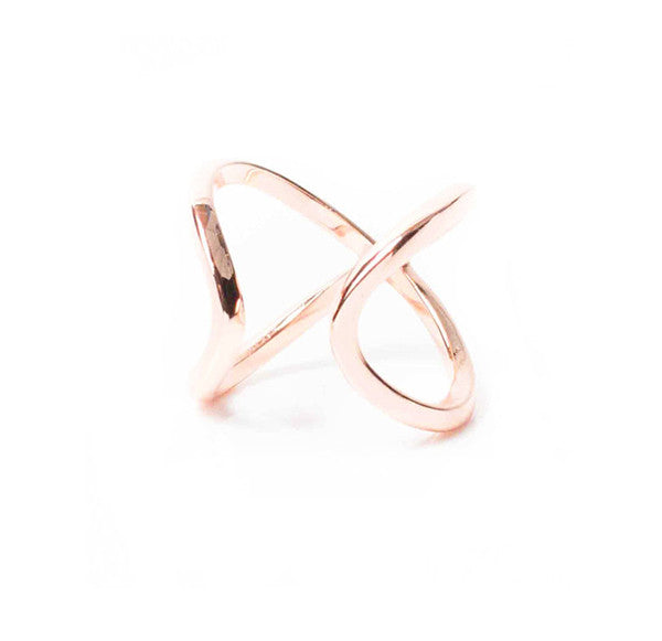 Trendige X-Förmige Ringe Für Damen Modeschmuck Zweifarbiger Kreuzring Mit O  | eBay